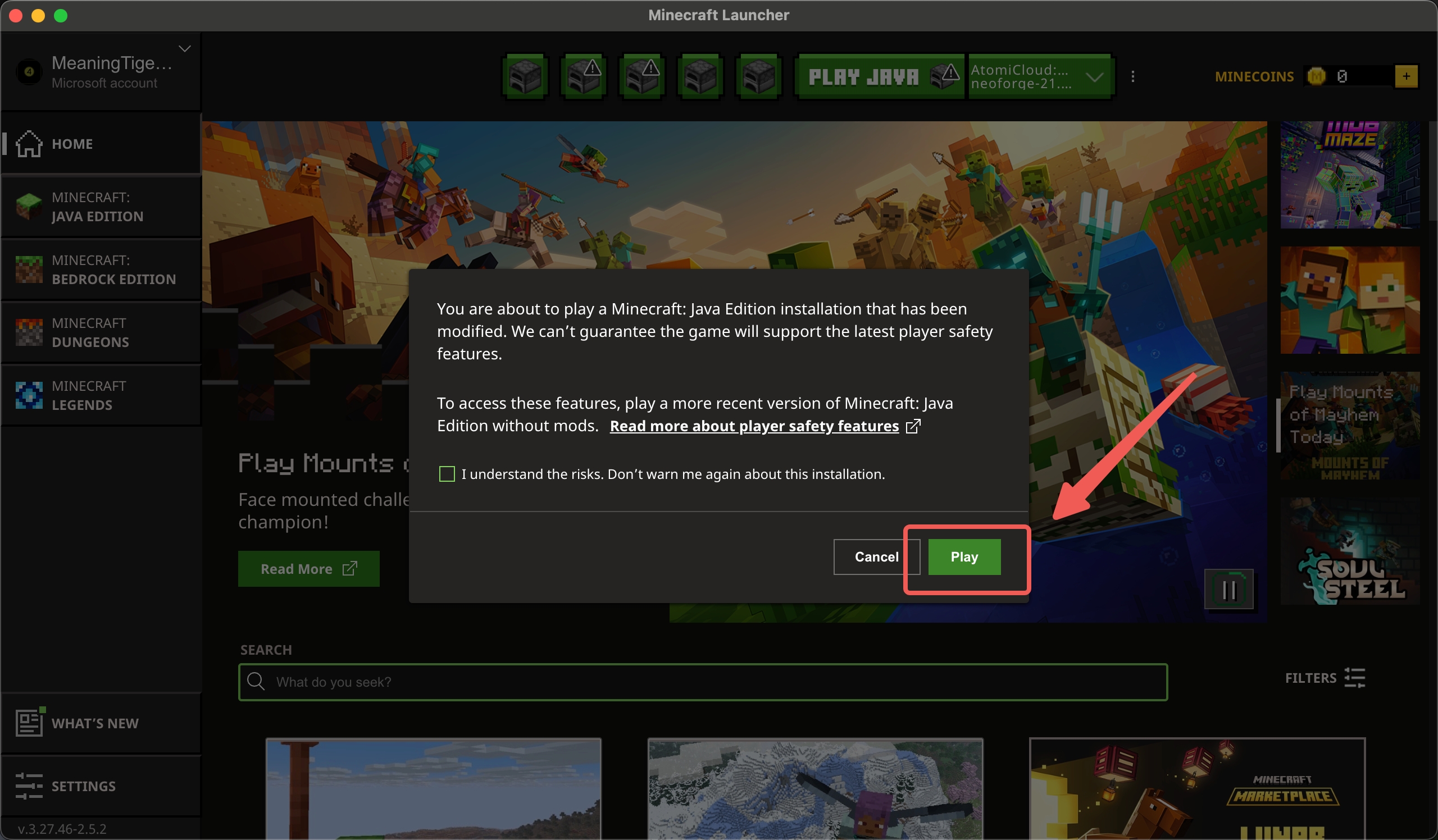 Play button on modal